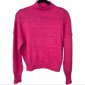 NSR Wool Blend Mock Neck Lurex Sweater Pink Boxy .